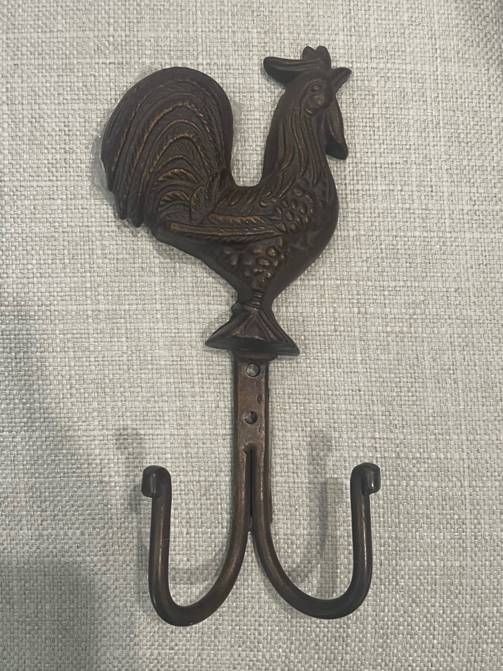 Wrought Iron Rooster Wall Hook in Dark Bronze - Unbranded 7.5”